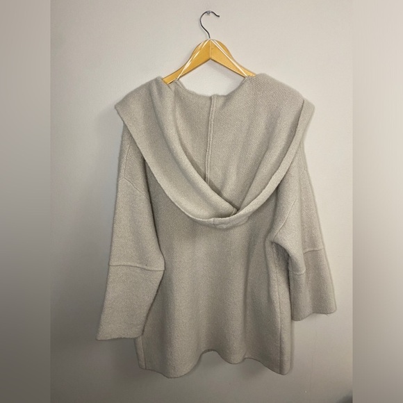 Zara Knit Hooded Double Breasted Oversized Cozy Button Up Sweater Coat - Picture 5 of 7